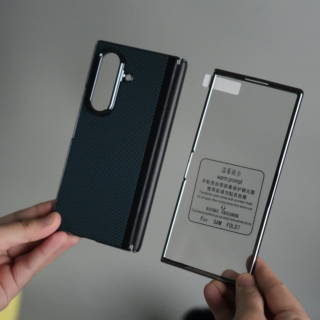 Galaxy Z Fold 7 Premium Fiber Design Slim Case Hinge Protection (Front + Back Cover)