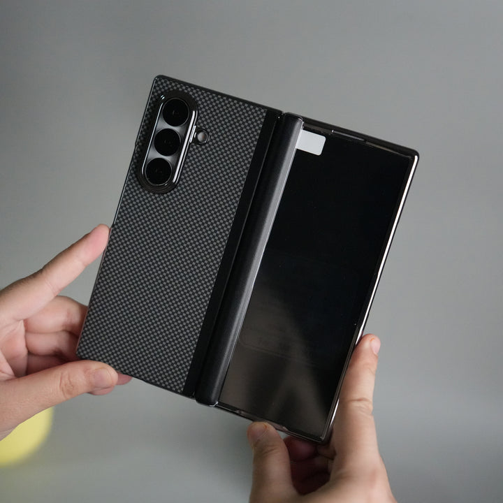 Galaxy Z Fold 7 Premium Fiber Design Slim Case Hinge Protection (Front + Back Cover)