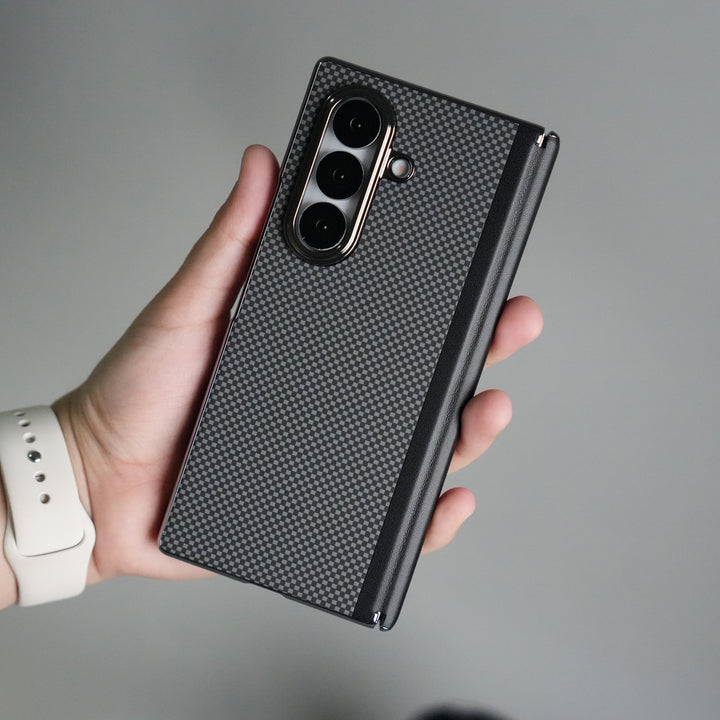 Galaxy Z Fold 7 Premium Fiber Design Slim Case Hinge Protection (Front + Back Cover)