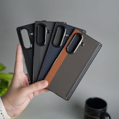 Galaxy Z Fold 7 Premium Fiber Stripe Design Slim Case Hinge Protection (Front + Back Cover)
