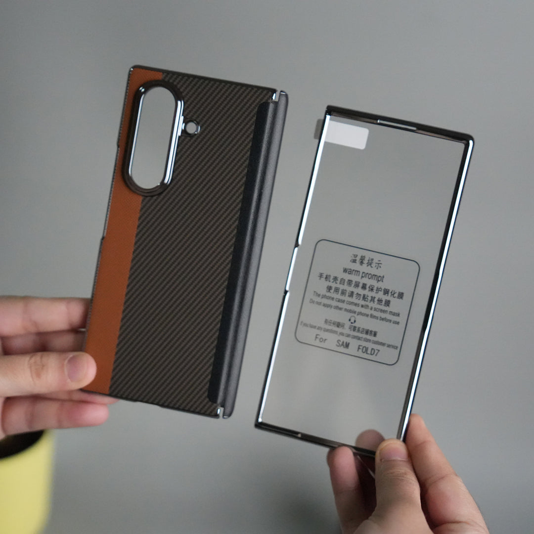 Galaxy Z Fold 7 Premium Fiber Stripe Design Slim Case Hinge Protection (Front + Back Cover)