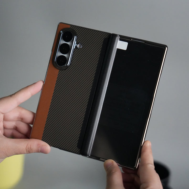 Galaxy Z Fold 7 Premium Fiber Stripe Design Slim Case Hinge Protection (Front + Back Cover)