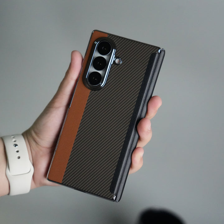 Galaxy Z Fold 7 Premium Fiber Stripe Design Slim Case Hinge Protection (Front + Back Cover)