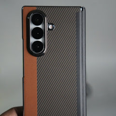 Galaxy Z Fold 7 Premium Fiber Stripe Design Slim Case Hinge Protection (Front + Back Cover)