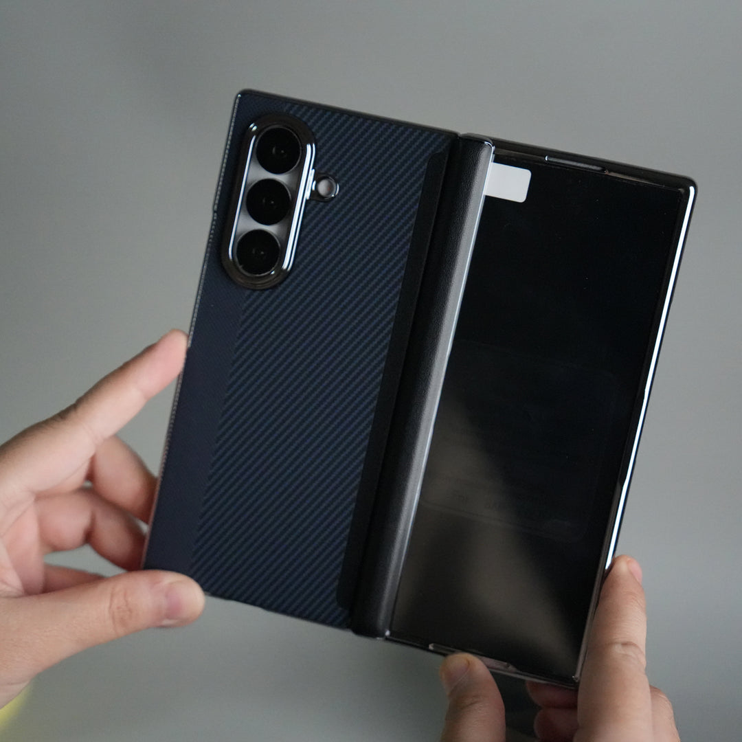 Galaxy Z Fold 7 Premium Fiber Stripe Design Slim Case Hinge Protection (Front + Back Cover)