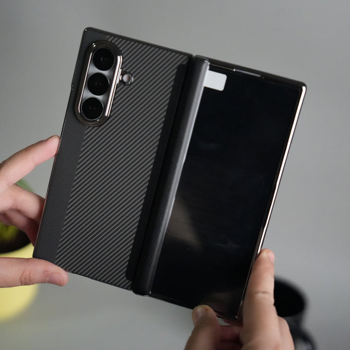 Galaxy Z Fold 7 Premium Fiber Stripe Design Slim Case Hinge Protection (Front + Back Cover)