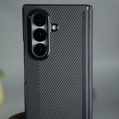 Galaxy Z Fold 7 Premium Fiber Stripe Design Slim Case Hinge Protection (Front + Back Cover)
