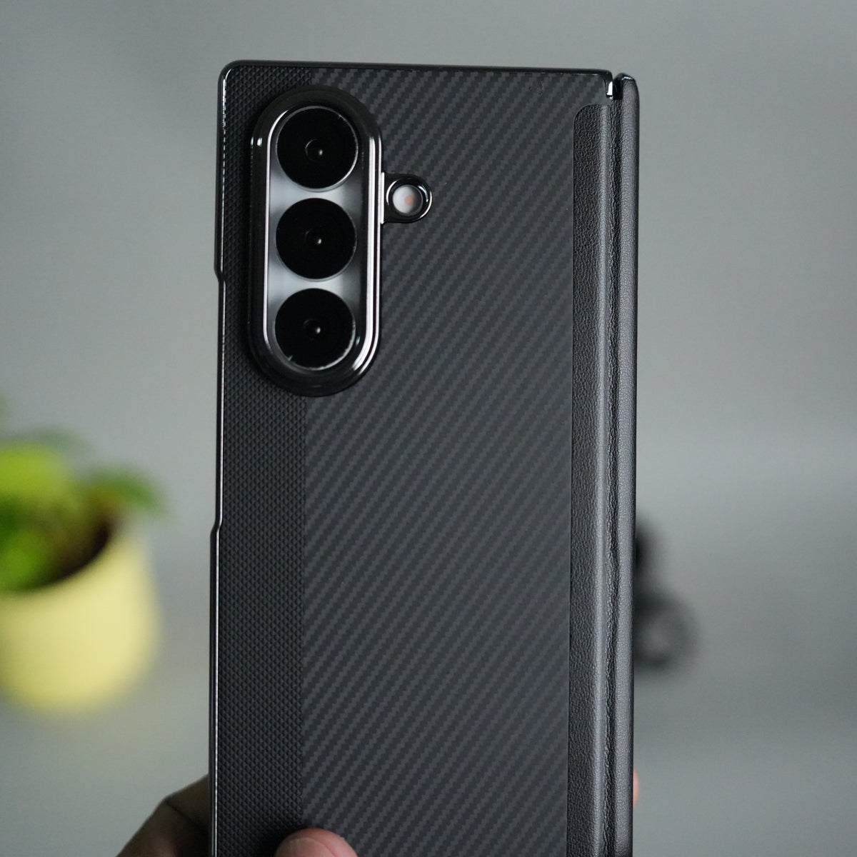 Galaxy Z Fold 7 Premium Fiber Stripe Design Slim Case Hinge Protection (Front + Back Cover)