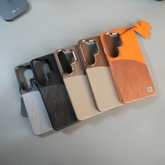Galaxy S26 Ultra Premium Dual-Tone PU Leather MagSafe Case with Metal Camera Guard