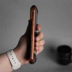 iPhone 18 Series Kevlar Fiber Texture Frameless Metal Kickstand Case | Orange