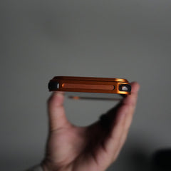 iPhone 18 Series Kevlar Fiber Texture Frameless Metal Kickstand Case | Orange