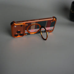 iPhone 18 Series Kevlar Fiber Texture Frameless Metal Kickstand Case | Orange
