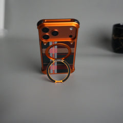 iPhone 18 Series Kevlar Fiber Texture Frameless Metal Kickstand Case | Orange