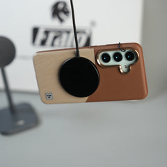 Galaxy S26 Premium Dual-Tone PU Leather MagSafe Case with Metal Camera Guard