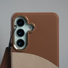 Galaxy S26 Premium Dual-Tone PU Leather MagSafe Case with Metal Camera Guard