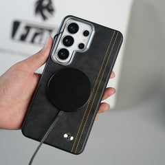 Galaxy S26 Ultra Premium Stitched PU Leather Magsafe Case | Metal Camera Guard