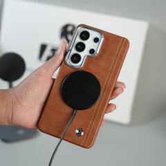 Galaxy S26 Ultra Premium Stitched PU Leather Magsafe Case | Metal Camera Guard