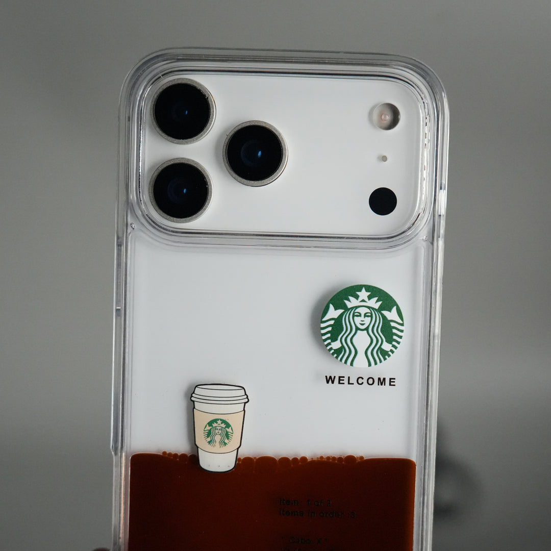 iPhone 17 Series SB Liquid Coffee Floating Cup Case Cover