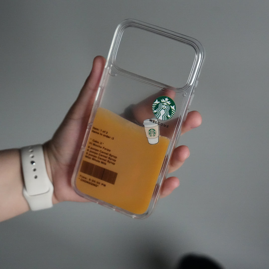 iPhone 17 Series SB Liquid Coffee Floating Cup Case Cover