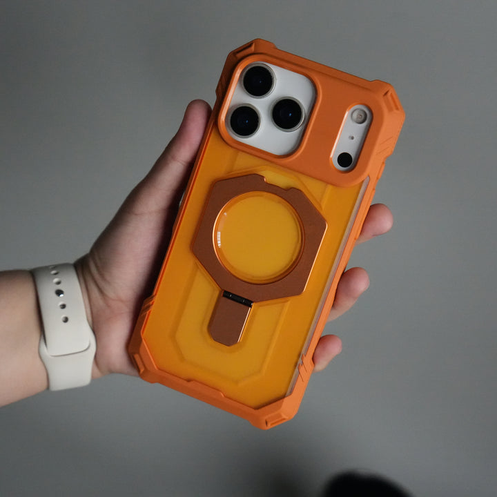 iPhone 17 Pro Rugged Armor MagSafe Case with Metal Kickstand