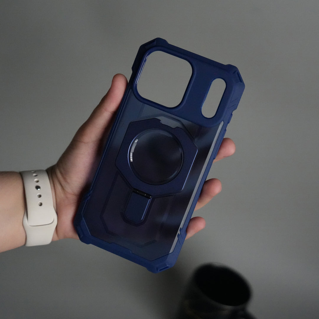 iPhone 17 Pro Rugged Armor MagSafe Case with Metal Kickstand