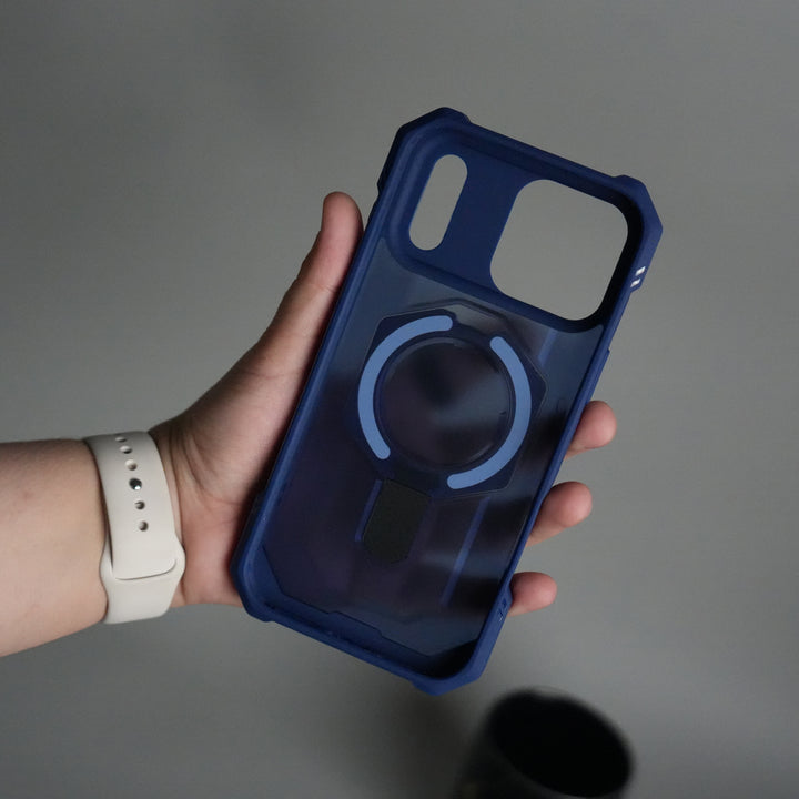 iPhone 17 Pro Rugged Armor MagSafe Case with Metal Kickstand