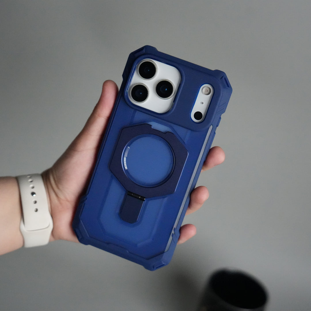 iPhone 17 Pro Rugged Armor MagSafe Case with Metal Kickstand