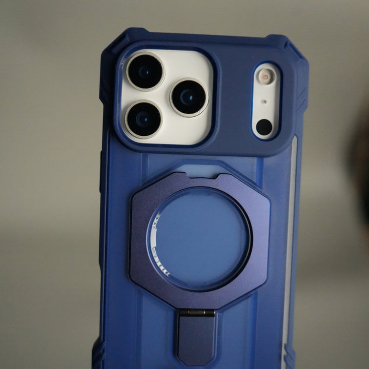 iPhone 17 Pro Rugged Armor MagSafe Case with Metal Kickstand