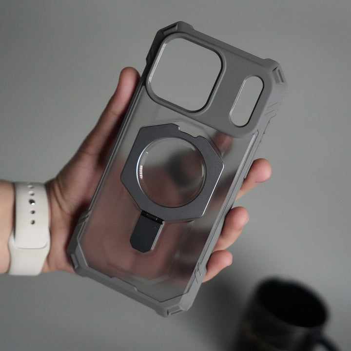 iPhone 17 Pro Rugged Armor MagSafe Case with Metal Kickstand