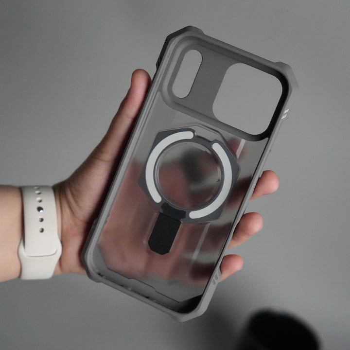 iPhone 17 Pro Rugged Armor MagSafe Case with Metal Kickstand