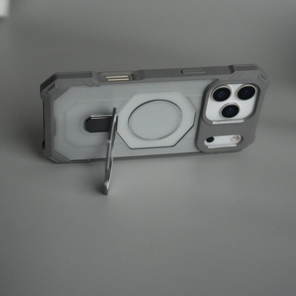 iPhone 17 Pro Max Rugged Armor MagSafe Case with Metal Kickstand