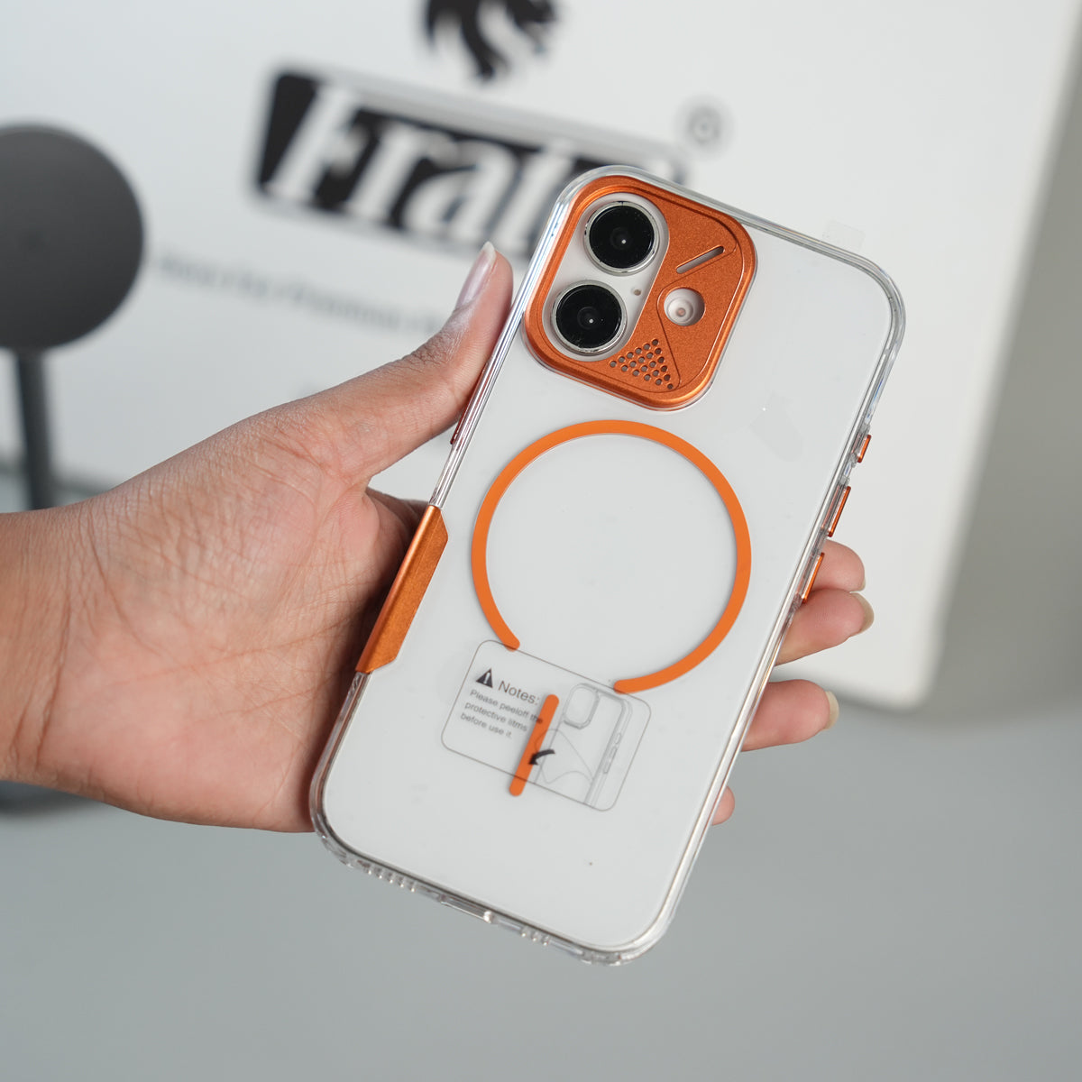 iPhone 17 Frosted MagSafe Case with Metallic Camera Frame