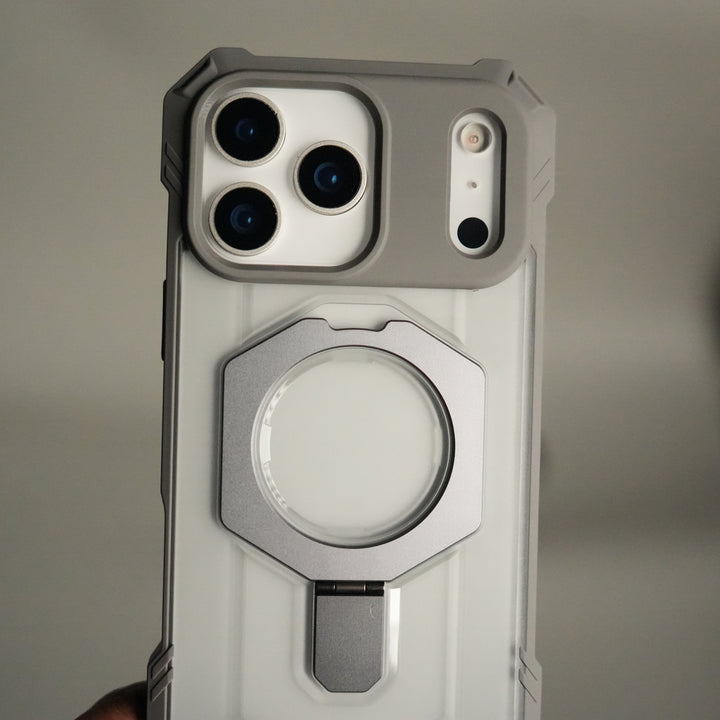 iPhone 17 Pro Rugged Armor MagSafe Case with Metal Kickstand