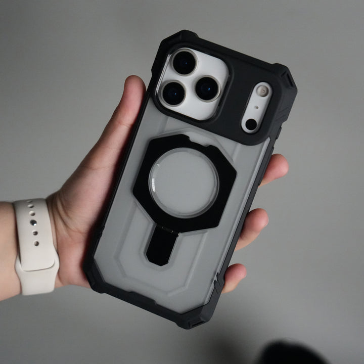 iPhone 17 Pro Rugged Armor MagSafe Case with Metal Kickstand