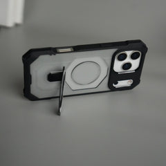 iPhone 17 Pro Max Rugged Armor MagSafe Case with Metal Kickstand