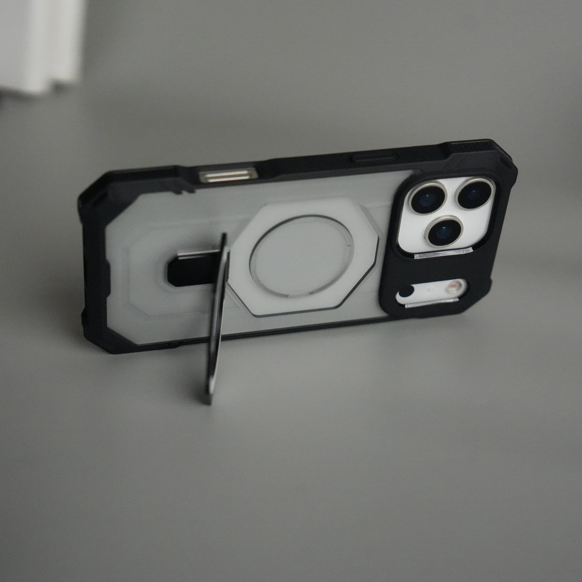 iPhone 17 Pro Max Rugged Armor MagSafe Case with Metal Kickstand