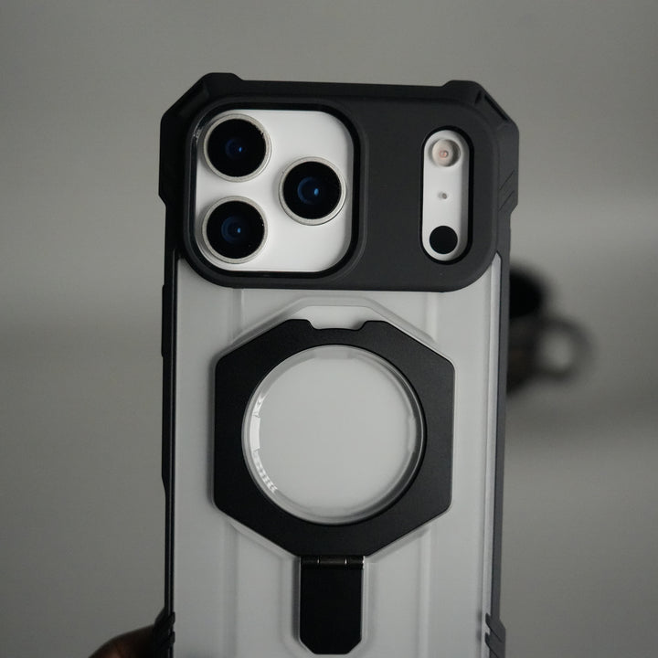 iPhone 17 Pro Rugged Armor MagSafe Case with Metal Kickstand