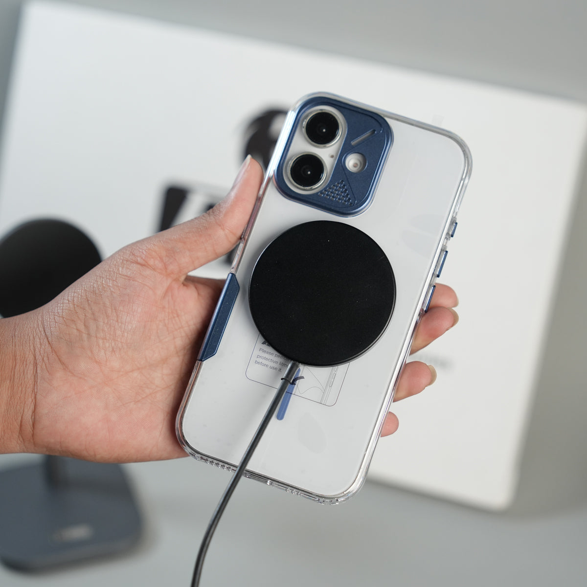 iPhone 17 Frosted MagSafe Case with Metallic Camera Frame