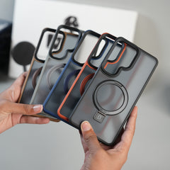 Galaxy S26 Ultra Frosted Ring Stand Case | Raised Camera Guard Matte Protective Cover