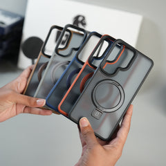 Galaxy S26 Ultra Frosted Ring Stand Case | Raised Camera Guard Matte Protective Cover