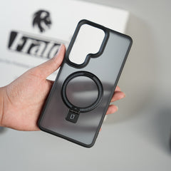 Galaxy S26 Ultra Frosted Ring Stand Case | Raised Camera Guard Matte Protective Cover