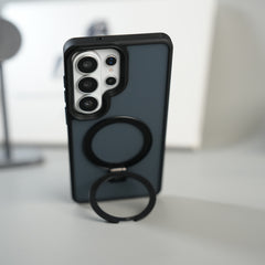 Galaxy S26 Ultra Frosted Ring Stand Case | Raised Camera Guard Matte Protective Cover
