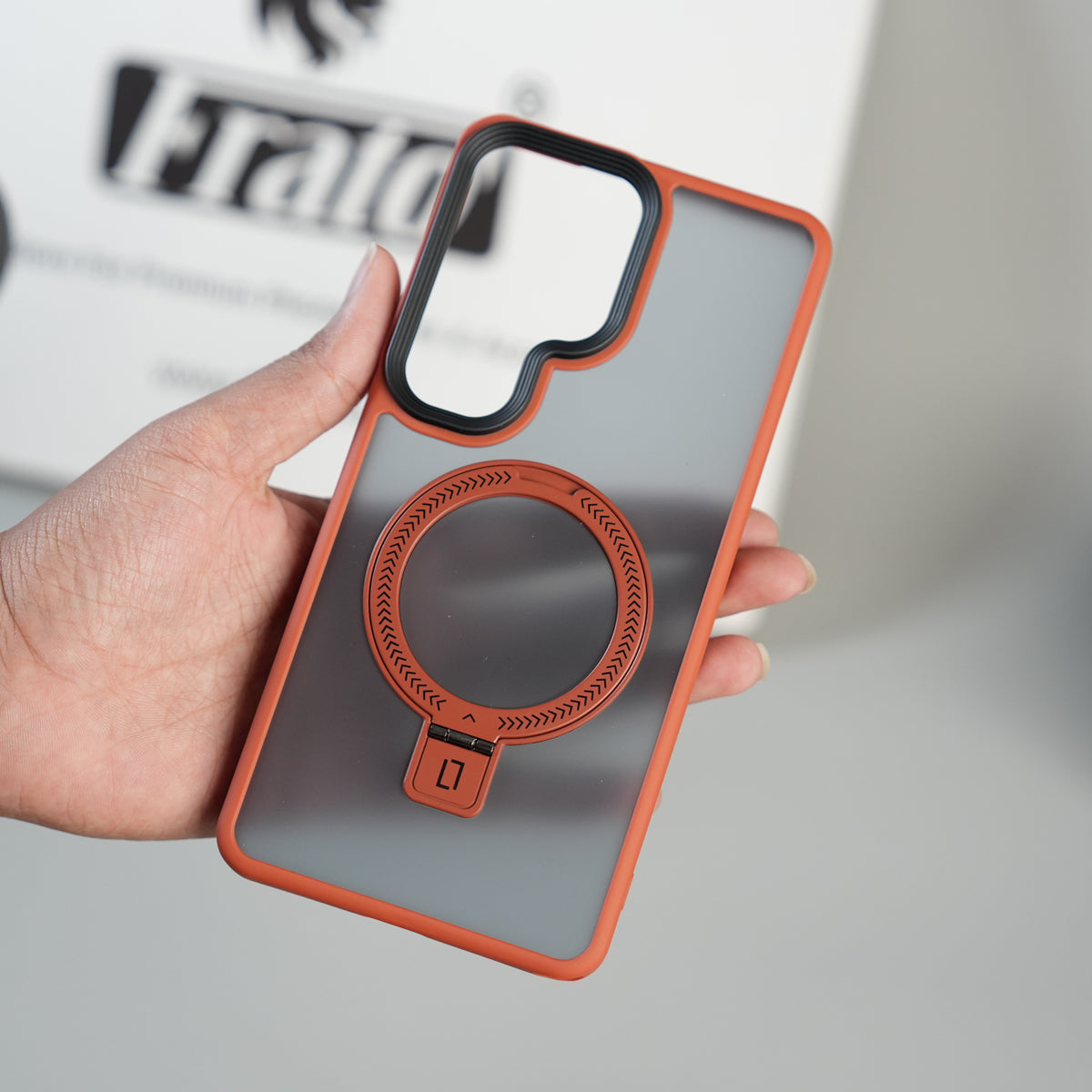 Galaxy S26 Ultra Frosted Ring Stand Case | Raised Camera Guard Matte Protective Cover
