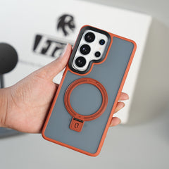 Galaxy S26 Ultra Frosted Ring Stand Case | Raised Camera Guard Matte Protective Cover