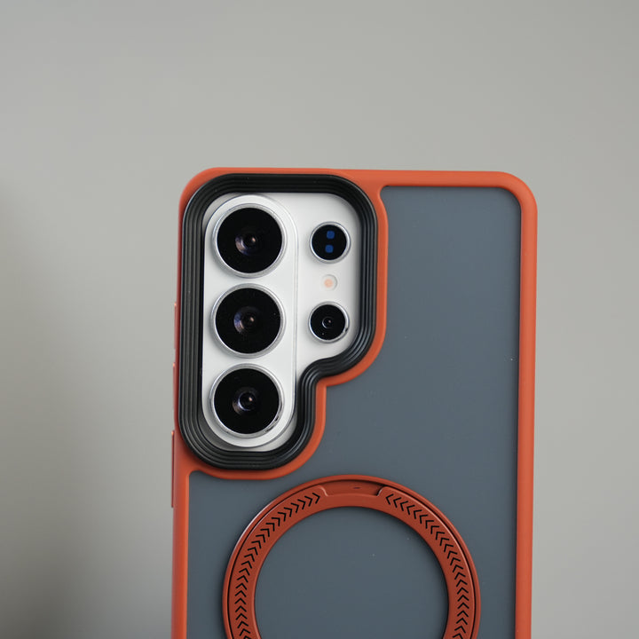Galaxy S26 Ultra Frosted Ring Stand Case | Raised Camera Guard Matte Protective Cover