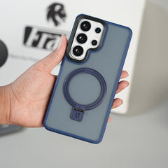 Galaxy S26 Ultra Frosted Ring Stand Case | Raised Camera Guard Matte Protective Cover