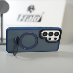 Galaxy S26 Ultra Frosted Ring Stand Case | Raised Camera Guard Matte Protective Cover