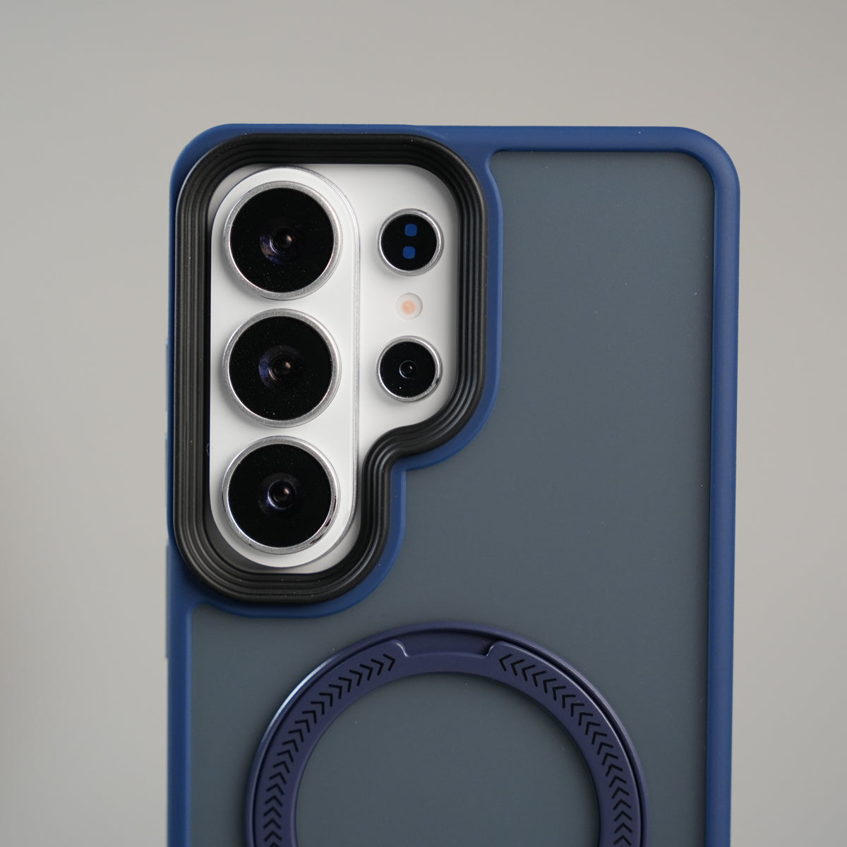 Galaxy S26 Ultra Frosted Ring Stand Case | Raised Camera Guard Matte Protective Cover