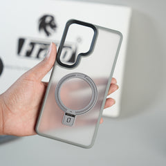 Galaxy S26 Ultra Frosted Ring Stand Case | Raised Camera Guard Matte Protective Cover