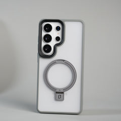 Galaxy S26 Ultra Frosted Ring Stand Case | Raised Camera Guard Matte Protective Cover